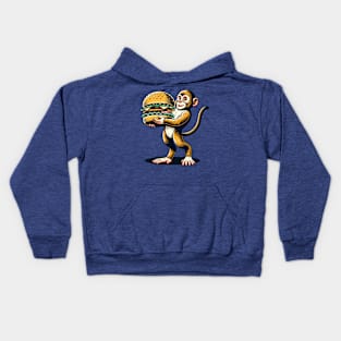 Monkey carrying burger Kids Hoodie